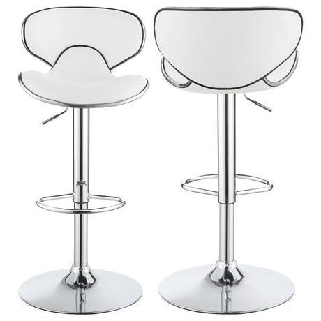 Edenton White/Chrome Upholstered Adjustable Height Bar Stools, Set of 2 by Coaster at Eve Furniture