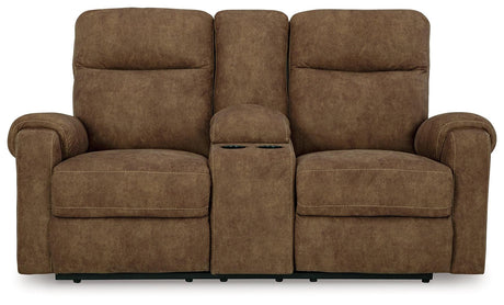 Edenwold Brindle Manual Reclining Loveseat with Console by Ashley at Eve Furniture