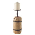 Edgeland I Short Brown Wood Metal Strap Candle Holder by Mercana at Eve Furniture