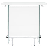 Edgerton Dark Oak/Chrome Round Wood Top Bar Table by Coaster at Eve Furniture