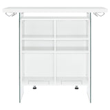 Edgerton Dark Oak/Chrome Round Wood Top Bar Table by Coaster at Eve Furniture