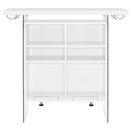 Edgerton Dark Oak/Chrome Round Wood Top Bar Table by Coaster at Eve Furniture