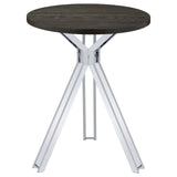 Glenbrook Satin Nickel Round Glass Top Bar Table