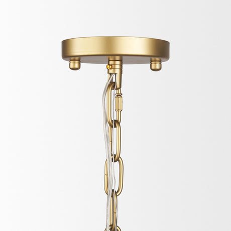 Edie Brushed Gold Metal w/ Frosted Glass Globe 1-Light Pendant by Mercana at Eve Furniture
