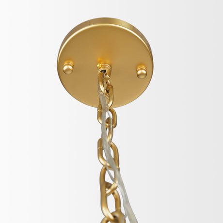 Edie Brushed Gold Metal w/ Frosted Glass Globe 1-Light Pendant by Mercana at Eve Furniture