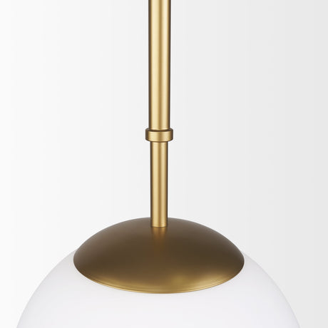 Edie Brushed Gold Metal w/ Frosted Glass Globe 1-Light Pendant by Mercana at Eve Furniture