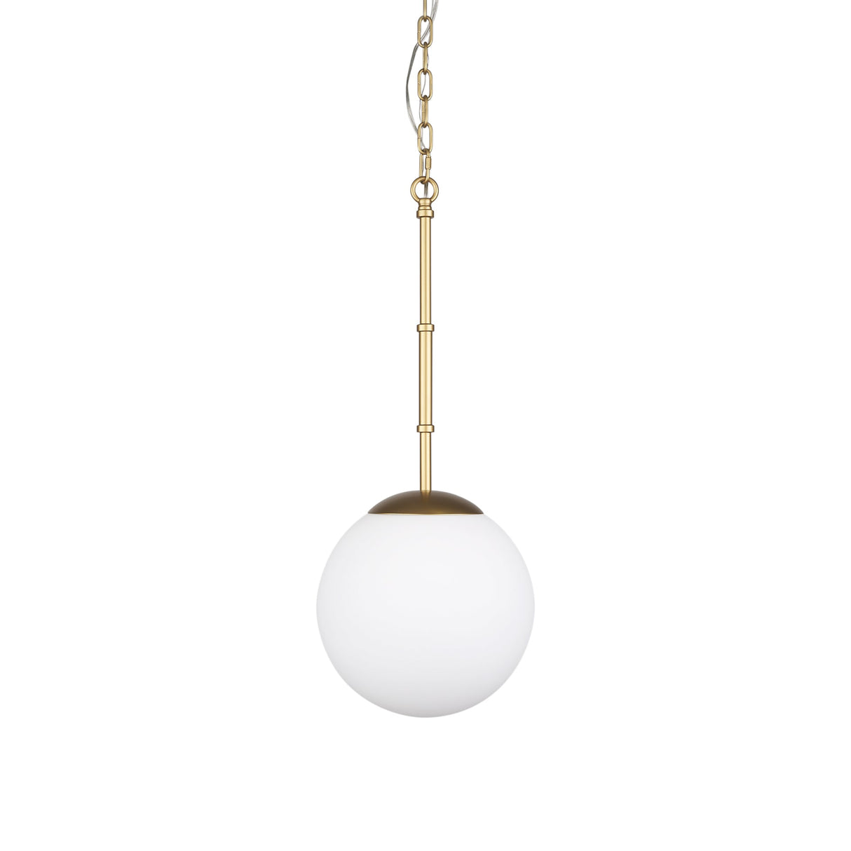 Edie Brushed Gold Metal w/ Frosted Glass Globe 1-Light Pendant by Mercana at Eve Furniture
