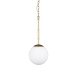 Edie Brushed Gold Metal w/ Frosted Glass Globe 1-Light Pendant by Mercana at Eve Furniture