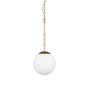 Edie Brushed Gold Metal w/ Frosted Glass Globe 1-Light Pendant by Mercana at Eve Furniture