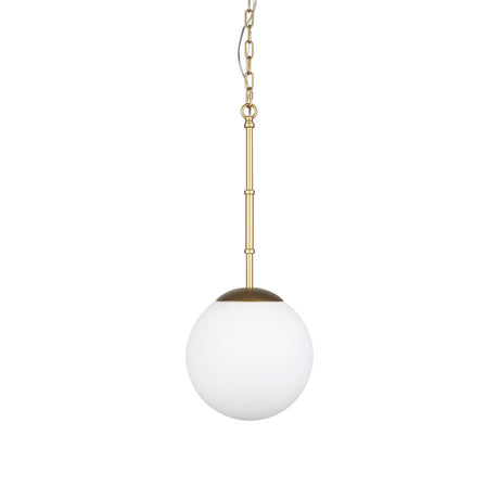 Edie Brushed Gold Metal w/ Frosted Glass Globe 1-Light Pendant by Mercana at Eve Furniture