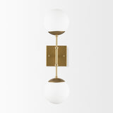 Edie Brushed Gold Metal w/ Frosted Glass Globes 2-Light Wall Sconce by Mercana at Eve Furniture