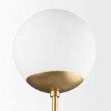 Edie Brushed Gold Metal w/ Frosted Glass Globes 2-Light Wall Sconce by Mercana at Eve Furniture