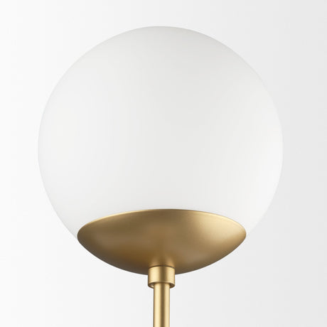 Edie Brushed Gold Metal w/ Frosted Glass Globes 2-Light Wall Sconce by Mercana at Eve Furniture