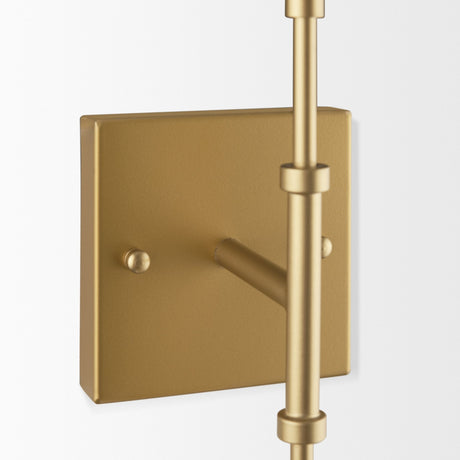 Edie Brushed Gold Metal w/ Frosted Glass Globes 2-Light Wall Sconce by Mercana at Eve Furniture