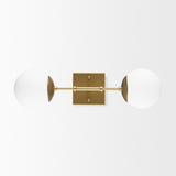 Edie Brushed Gold Metal w/ Frosted Glass Globes 2-Light Wall Sconce by Mercana at Eve Furniture