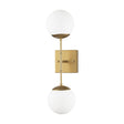 Edie Brushed Gold Metal w/ Frosted Glass Globes 2-Light Wall Sconce by Mercana at Eve Furniture