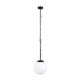Edie Matte Black Metal w/ Frosted Glass Globe 1-Light Pendant by Mercana at Eve Furniture