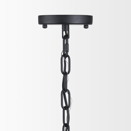 Edie Matte Black Metal w/ Frosted Glass Globe 1-Light Pendant by Mercana at Eve Furniture