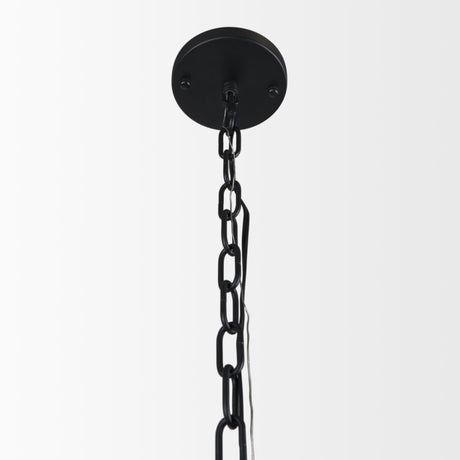 Edie Matte Black Metal w/ Frosted Glass Globe 1-Light Pendant by Mercana at Eve Furniture