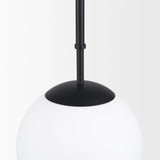 Edie Matte Black Metal w/ Frosted Glass Globe 1-Light Pendant by Mercana at Eve Furniture