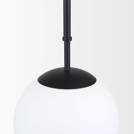 Edie Matte Black Metal w/ Frosted Glass Globe 1-Light Pendant by Mercana at Eve Furniture