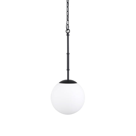 Edie Matte Black Metal w/ Frosted Glass Globe 1-Light Pendant by Mercana at Eve Furniture