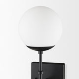 Edie Matte Black Metal w/ Frosted Glass Globes 2-Light Wall Sconce by Mercana at Eve Furniture