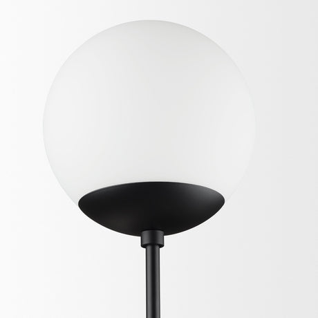 Edie Matte Black Metal w/ Frosted Glass Globes 2-Light Wall Sconce by Mercana at Eve Furniture
