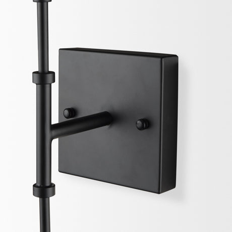 Edie Matte Black Metal w/ Frosted Glass Globes 2-Light Wall Sconce by Mercana at Eve Furniture