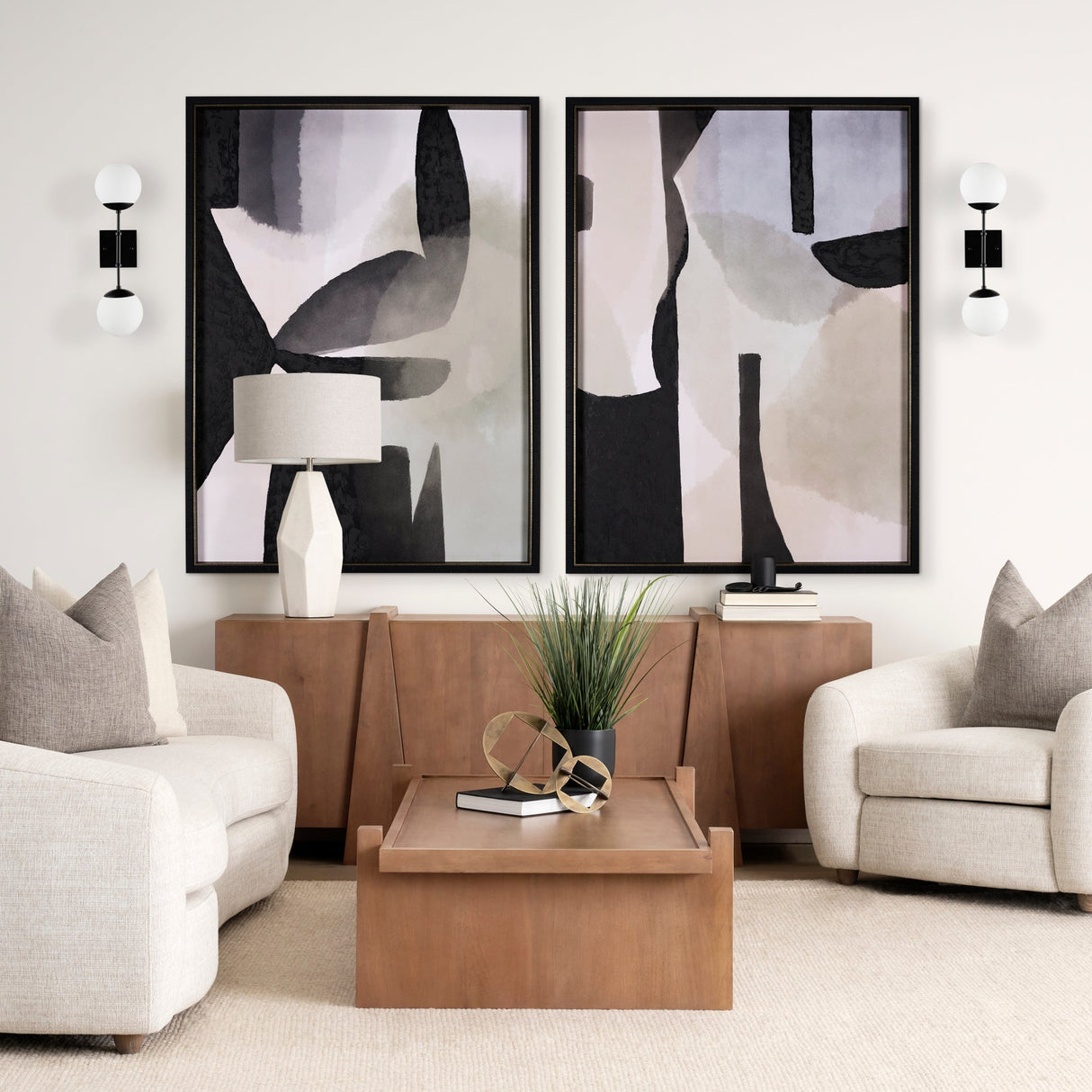 Edie Matte Black Metal w/ Frosted Glass Globes 2-Light Wall Sconce by Mercana at Eve Furniture