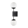 Edie Matte Black Metal w/ Frosted Glass Globes 2-Light Wall Sconce by Mercana at Eve Furniture