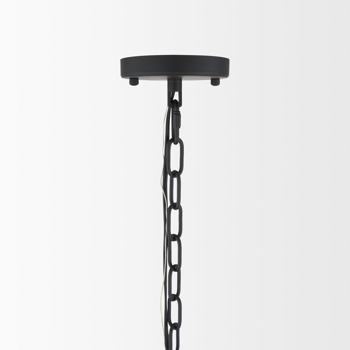 Edie Matte Black Metal w/ Frosted Glass Globes 6-Light Chandelier by Mercana at Eve Furniture