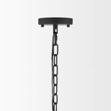 Edie Matte Black Metal w/ Frosted Glass Globes 6-Light Chandelier by Mercana at Eve Furniture