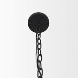 Edie Matte Black Metal w/ Frosted Glass Globes 6-Light Chandelier by Mercana at Eve Furniture