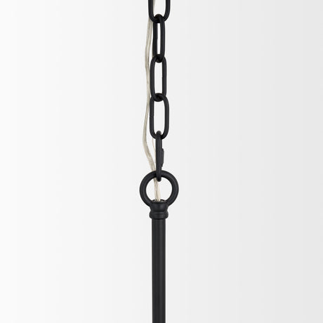 Edie Matte Black Metal w/ Frosted Glass Globes 6-Light Chandelier by Mercana at Eve Furniture