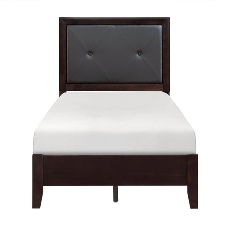 Edina Espresso Twin Upholstered Panel Bed by Homelegance at Eve Furniture