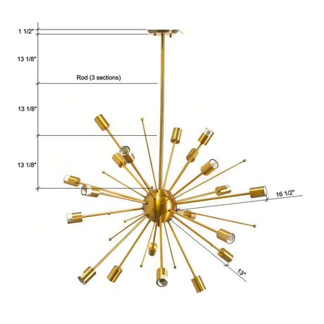 Edisonna II Gold Sputnik Twenty Bulb Chandelier by Mercana at Eve Furniture