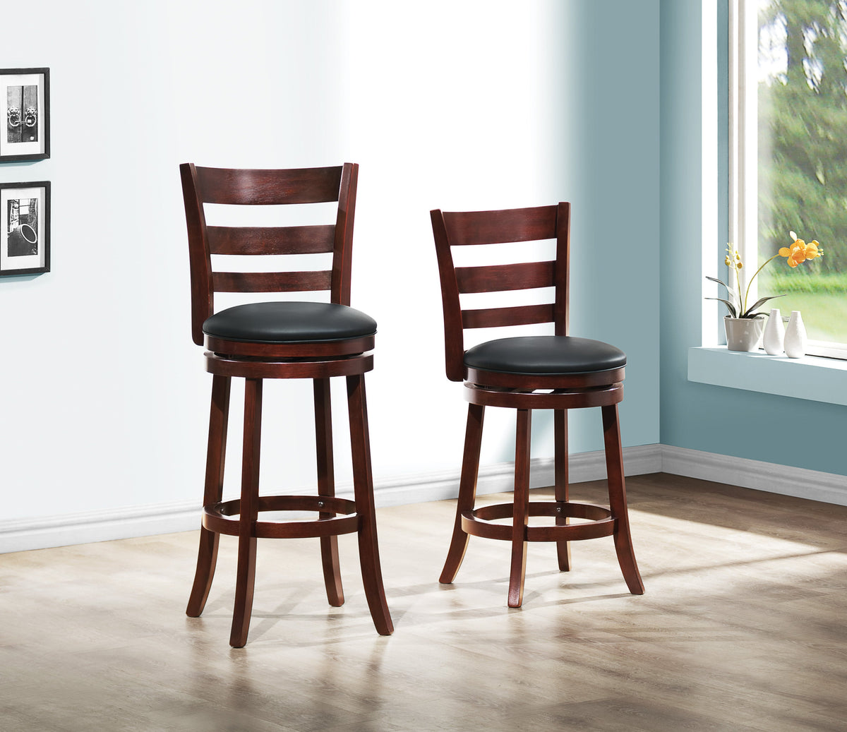 Edmond Dark Cherry/Black Swivel Counter Height Chair by Homelegance at Eve Furniture