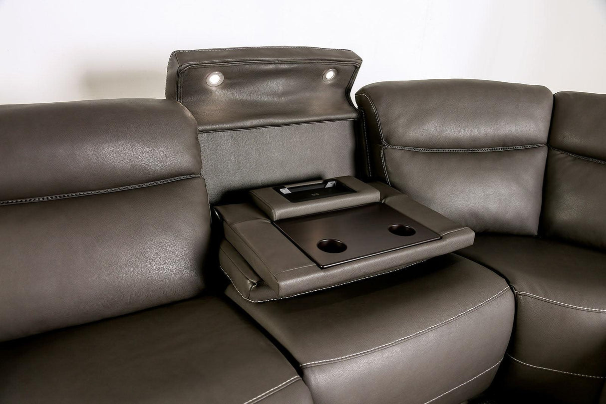 Edmondus Dark Gray Modular Power Reclining Sectional by Furniture of America at Eve Furniture