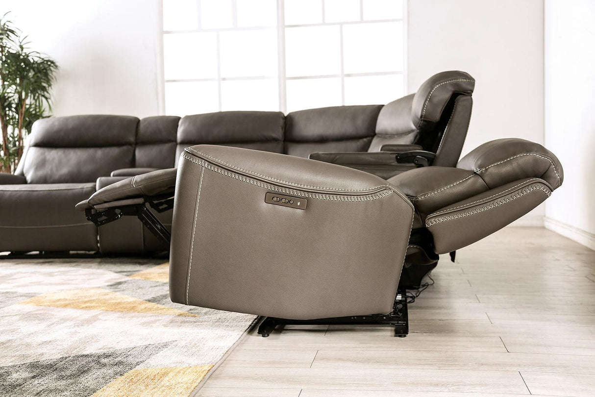 Edmondus Dark Gray Modular Power Reclining Sectional by Furniture of America at Eve Furniture