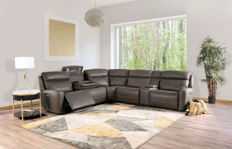 Edmondus Dark Gray Modular Power Reclining Sectional by Furniture of America at Eve Furniture