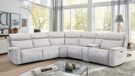 Edmondus Light Taupe Modular Power Reclining Sectional by Furniture of America at Eve Furniture