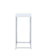 Edmund Glossy White/Chrome Accent Table with X-cross