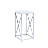 Edmund Glossy White/Chrome Accent Table with X-cross by Coaster at Eve Furniture
