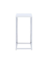 Edmund Glossy White/Chrome Accent Table with X-cross by Coaster at Eve Furniture