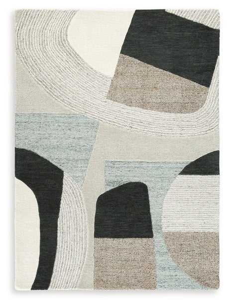 Edrickhill Grayish Teal/Taupe/Cream Medium Rug by Ashley at Eve Furniture