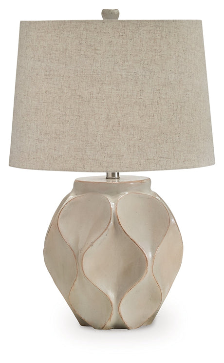 Edselham Distressed Cream Table Lamp by Ashley at Eve Furniture