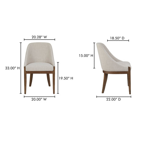 Edward Beige Dining Chair by MOES at Eve Furniture