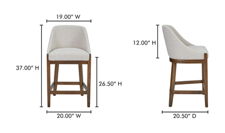 Edward Counter Stool - Heather Beige by Moe's Home at Eve Furniture