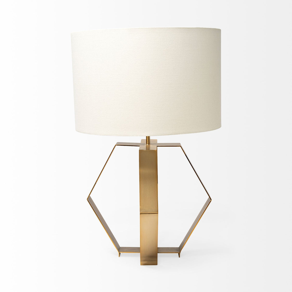 Edwards (26"H) Gold Metal Base w/ Cream Fabric Shade Table Lamp by Mercana at Eve Furniture